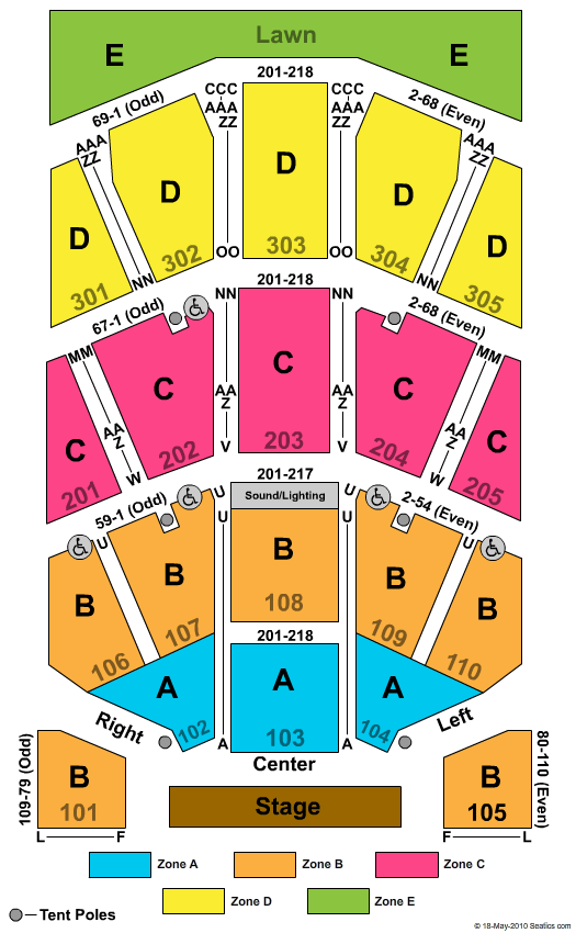 Pier Six Pavilion End Stage Zone Seating Chart